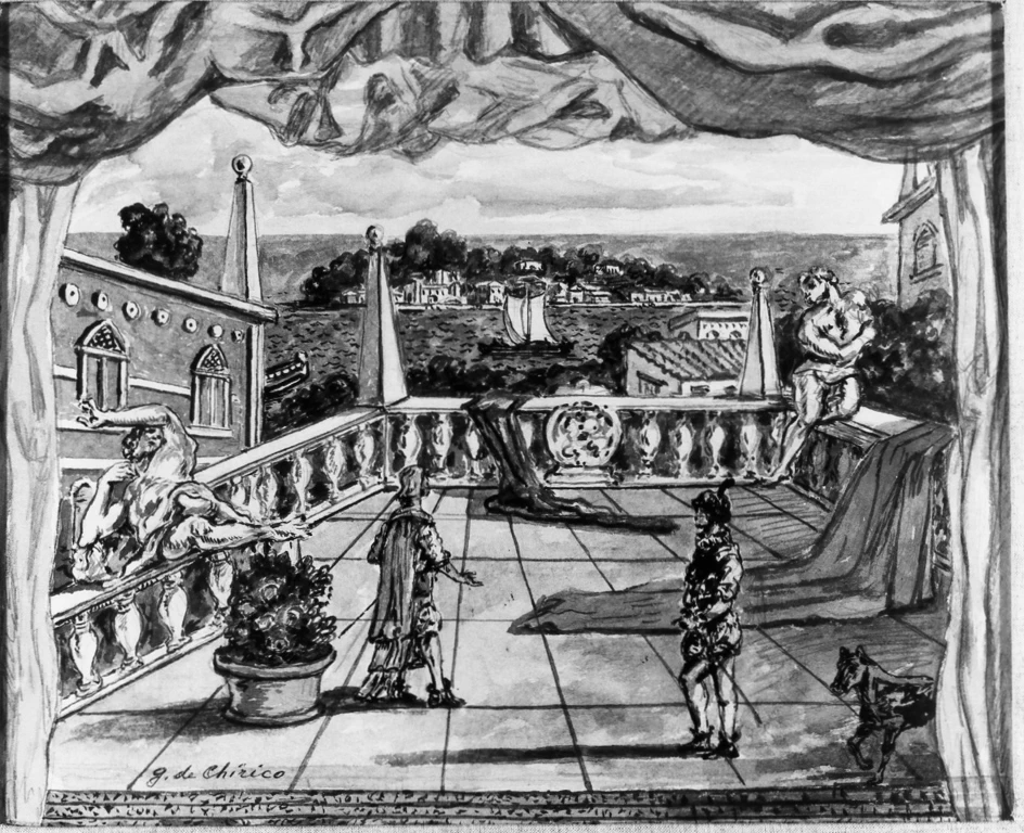 Giorgio De Chirico - terrazza con veduta sulla laguna di Venezia, Teatro dell'Opera, Roma